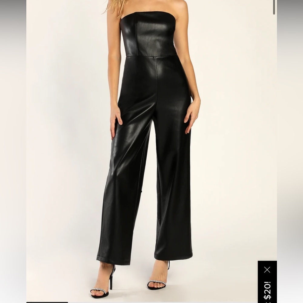 Lulus vegan leather jumpsuit